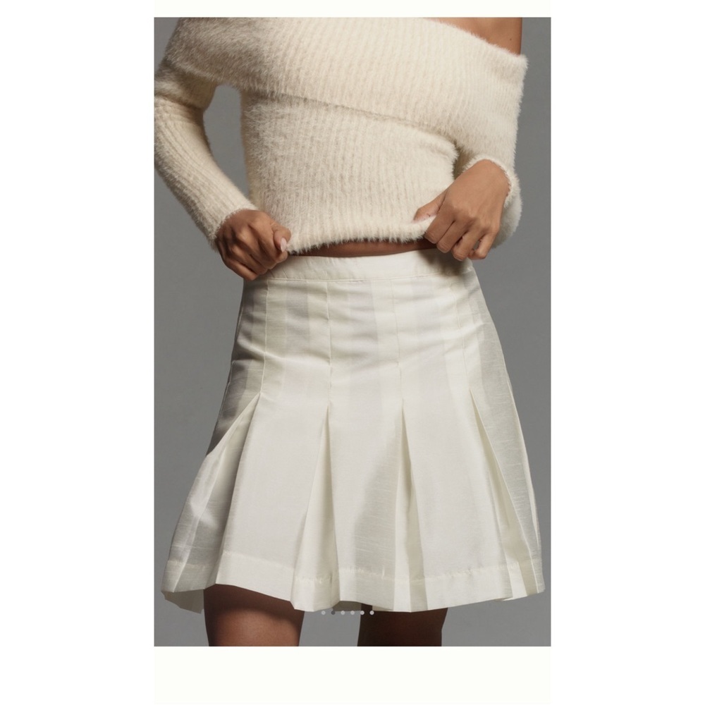 Maeve White Pleated Skirt Size 10 NWT Anthropologie - Picture 1 of 14